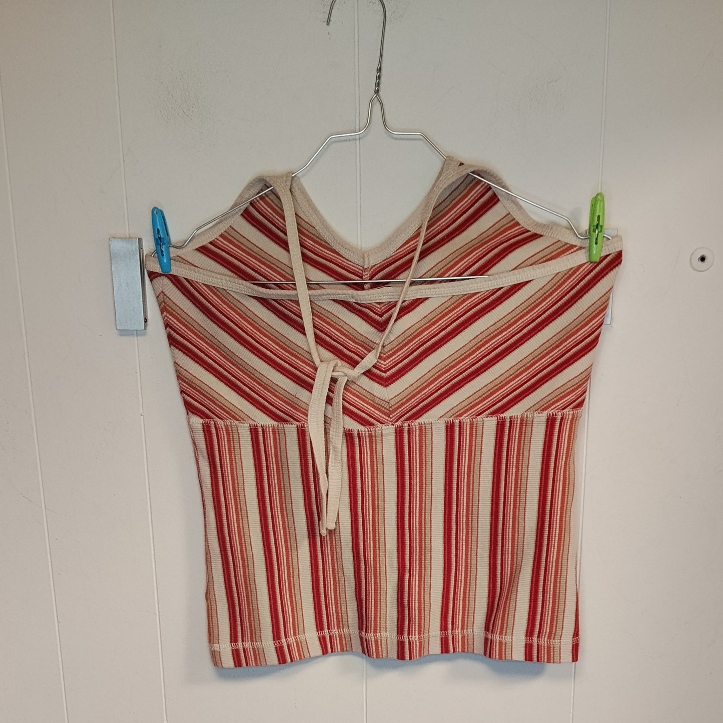 Top Donna Vila Righe Rosse e Beige con Allacciatura Taglia M