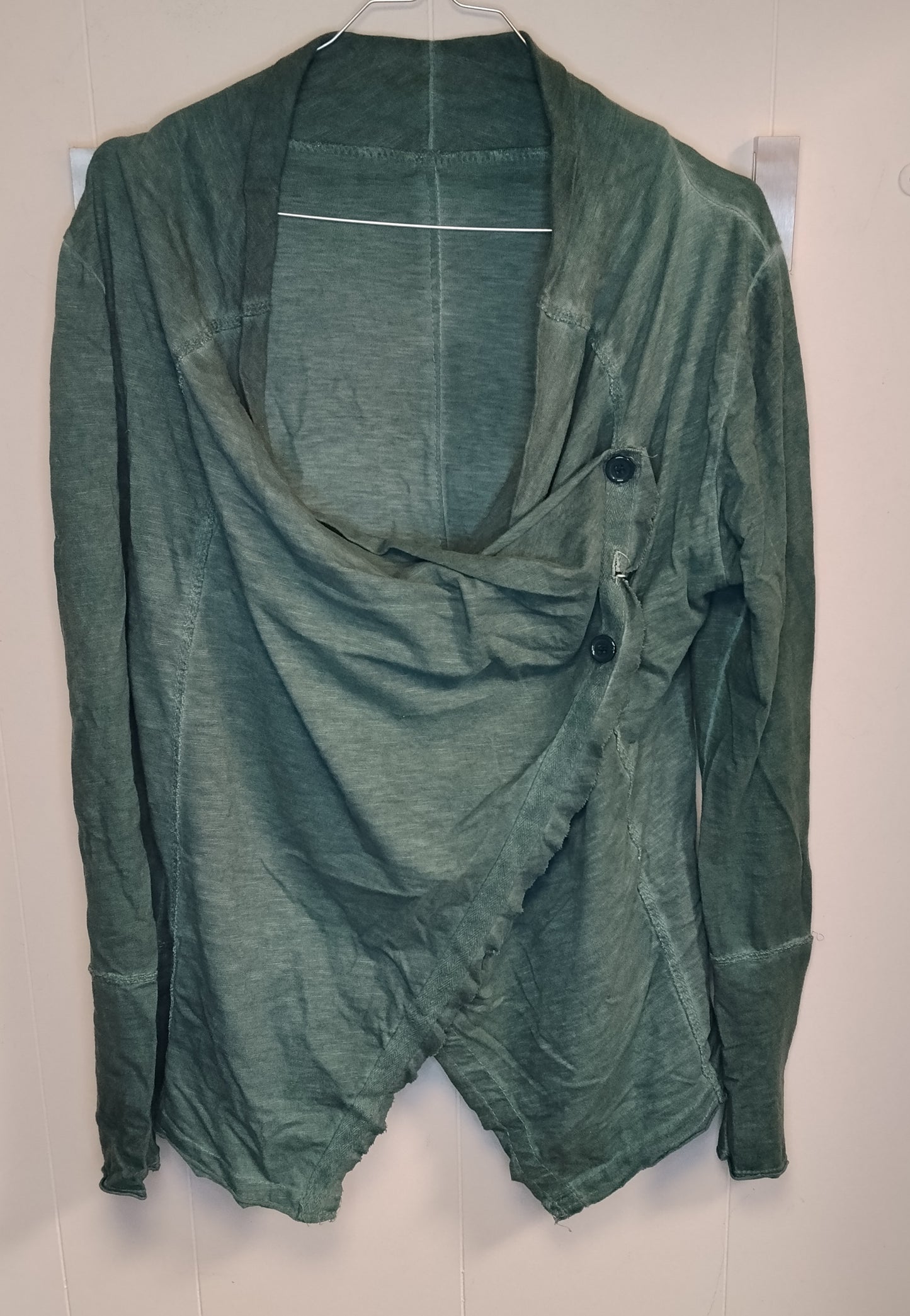 Cardigan Donna Verde Drappeggiato Asimmetrico Taglia L