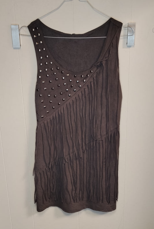 Canotta Donna L&W Marrone con Frange e Borchie Taglia M