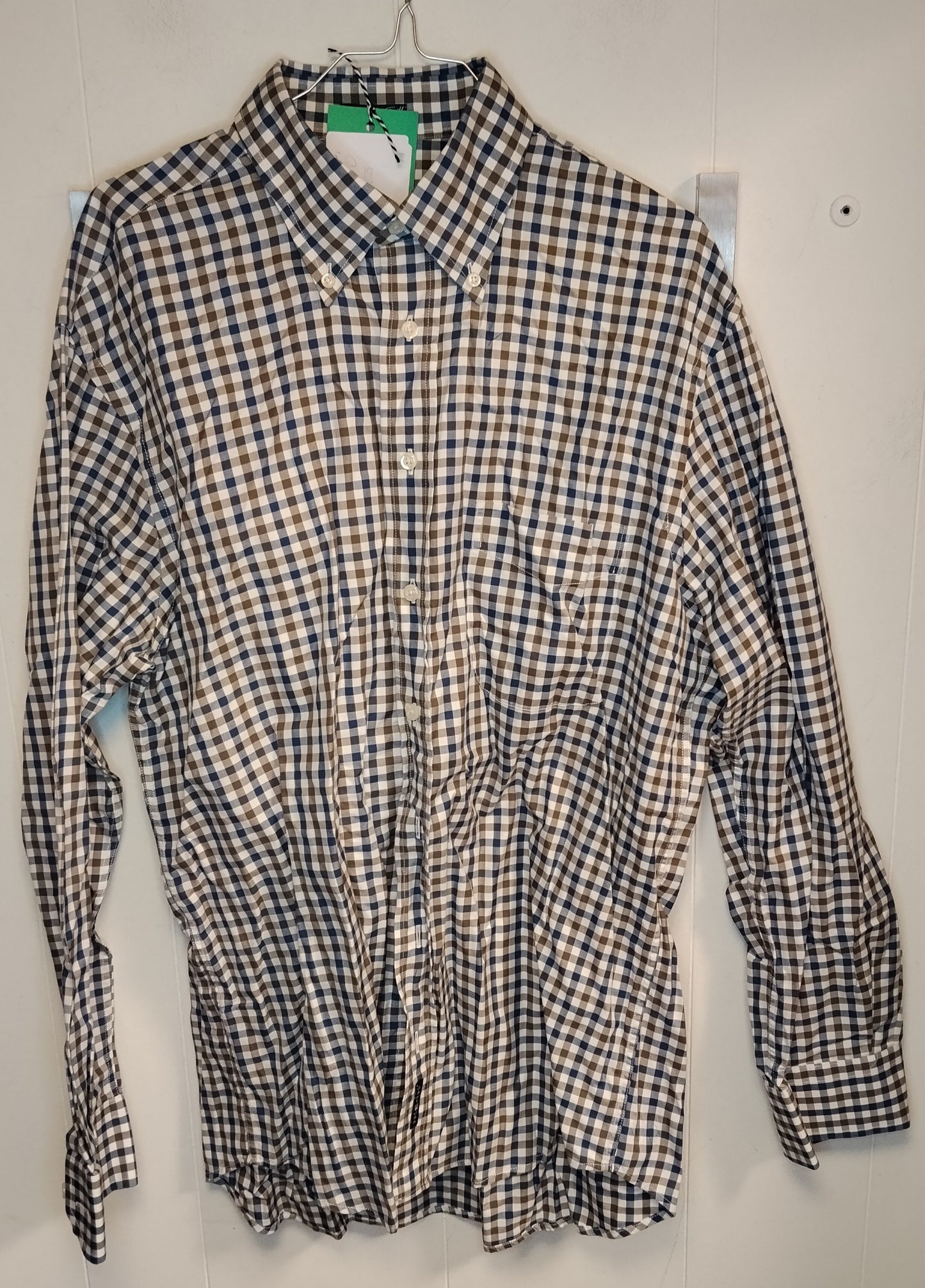 Camicia Uomo Gant Quadri Blu Beige Taglia L Button Down