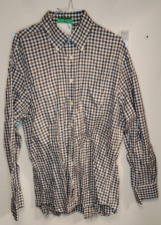 Camicia Uomo Gant Quadri Blu Beige Taglia L Button Down