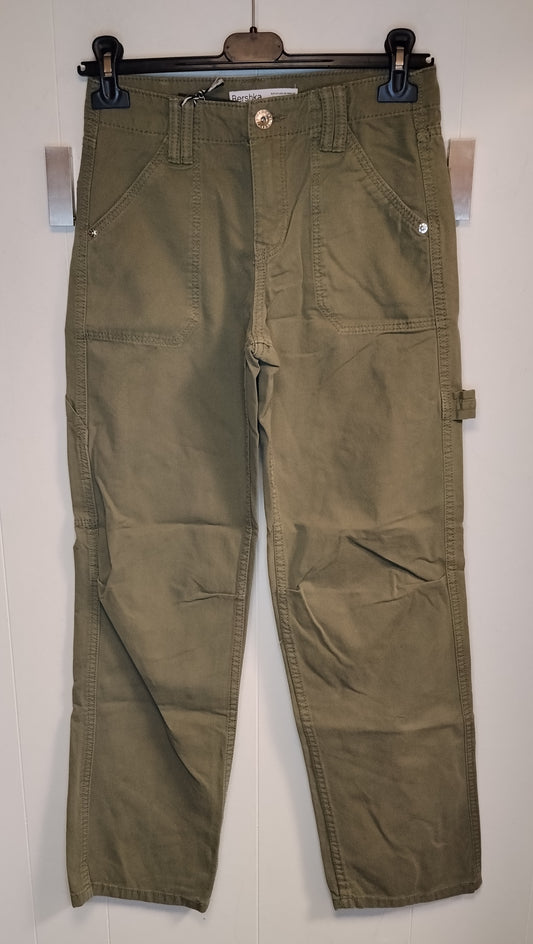 Pantaloni Donna Bershka Cargo Verde Militare Taglia 38
