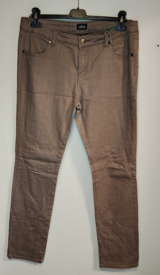 Jeans Donna Oltre Beige Tortora Slim Fit Taglia 46