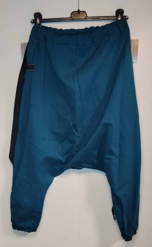 Pantaloni Harem Donna Blu e Neri Taglia 40 Stile Asimmetrico