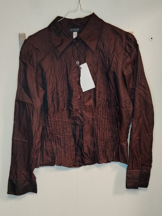 Camicia Donna OVS Oviessse Marrone Satinata Taglia 46 Elegante Vintage