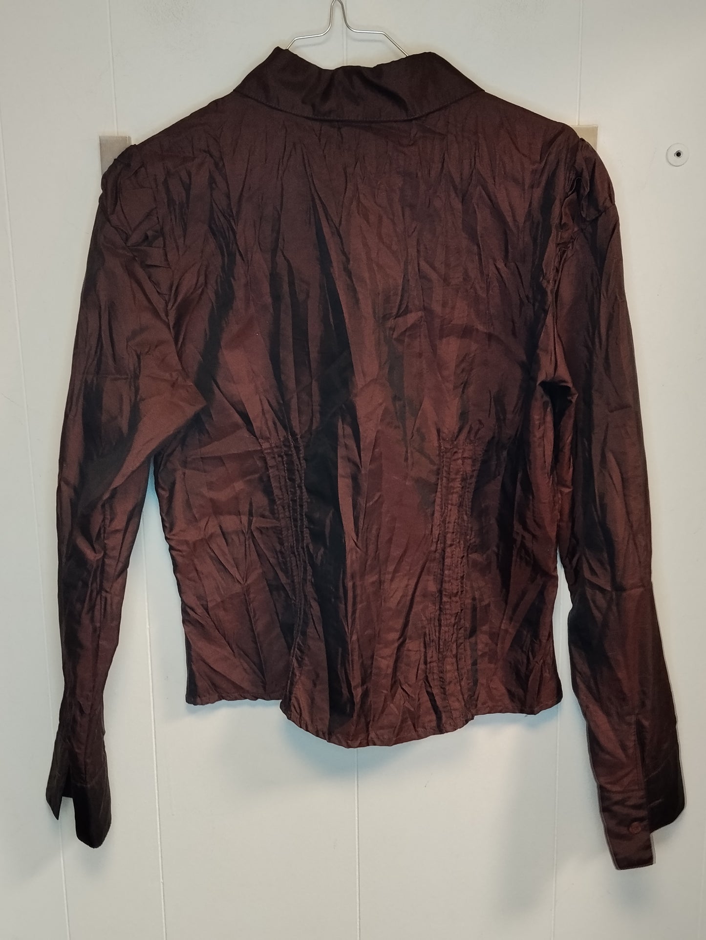 Camicia Donna OVS Oviessse Marrone Satinata Taglia 46 Elegante Vintage