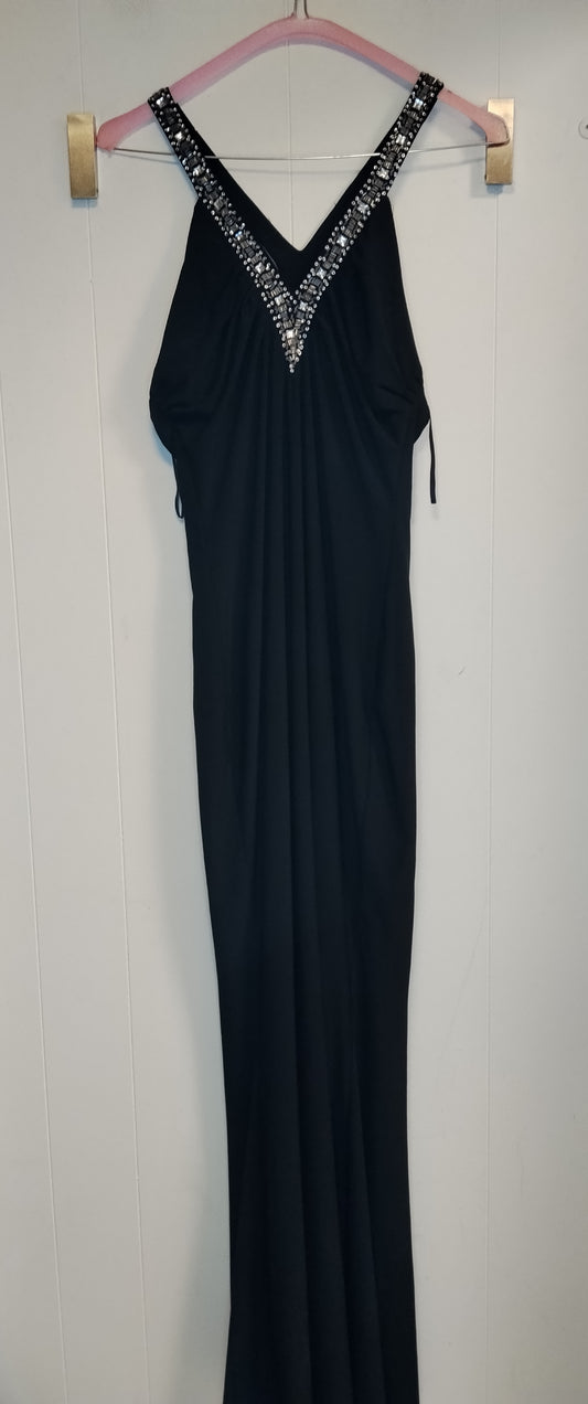 Abito Lungo Elegante Nero con Strass Donna Taglia M Cerimonia