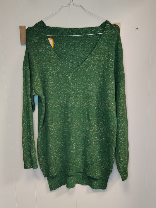 Maglione Donna Verde Lurex Oversize Taglia XL Casual Chic