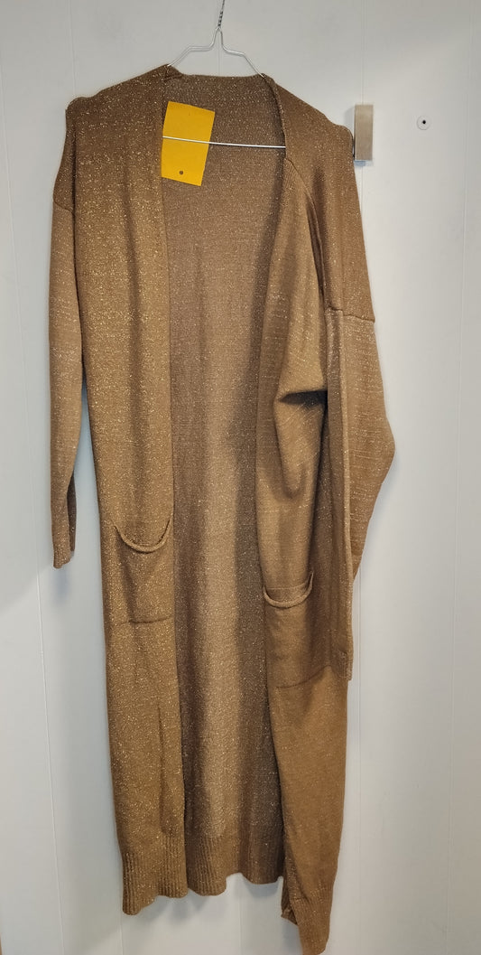 Cardigan Lungo Donna Oro Lurex Oversize Taglia XL Elegante