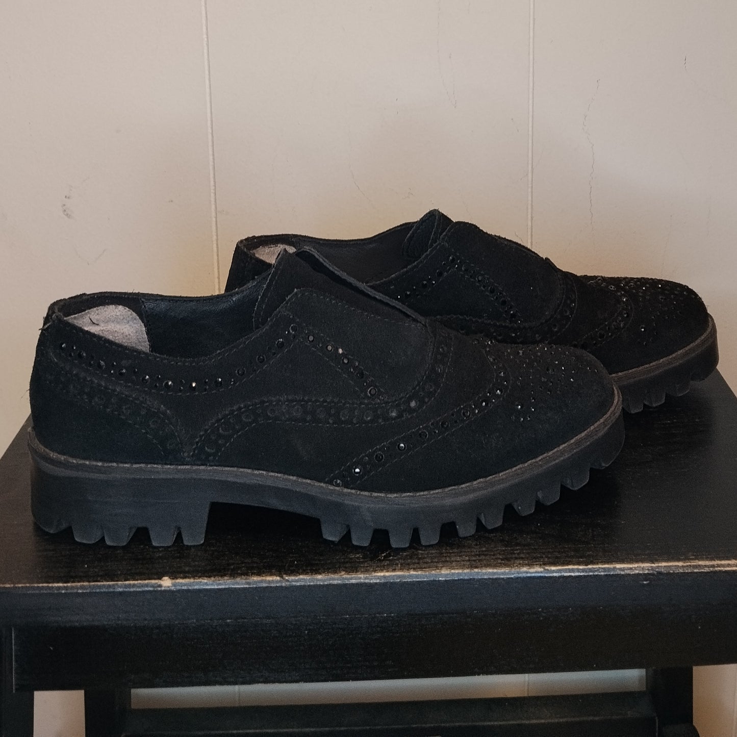 Scarpe Donna IGI&CO Nere Stringate Platform Brogue Scamosciate Tg 36
