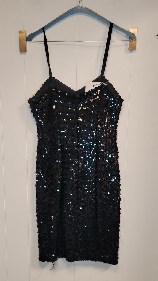 Vestito Donna Nero con Paillettes Elegante Taglia 44