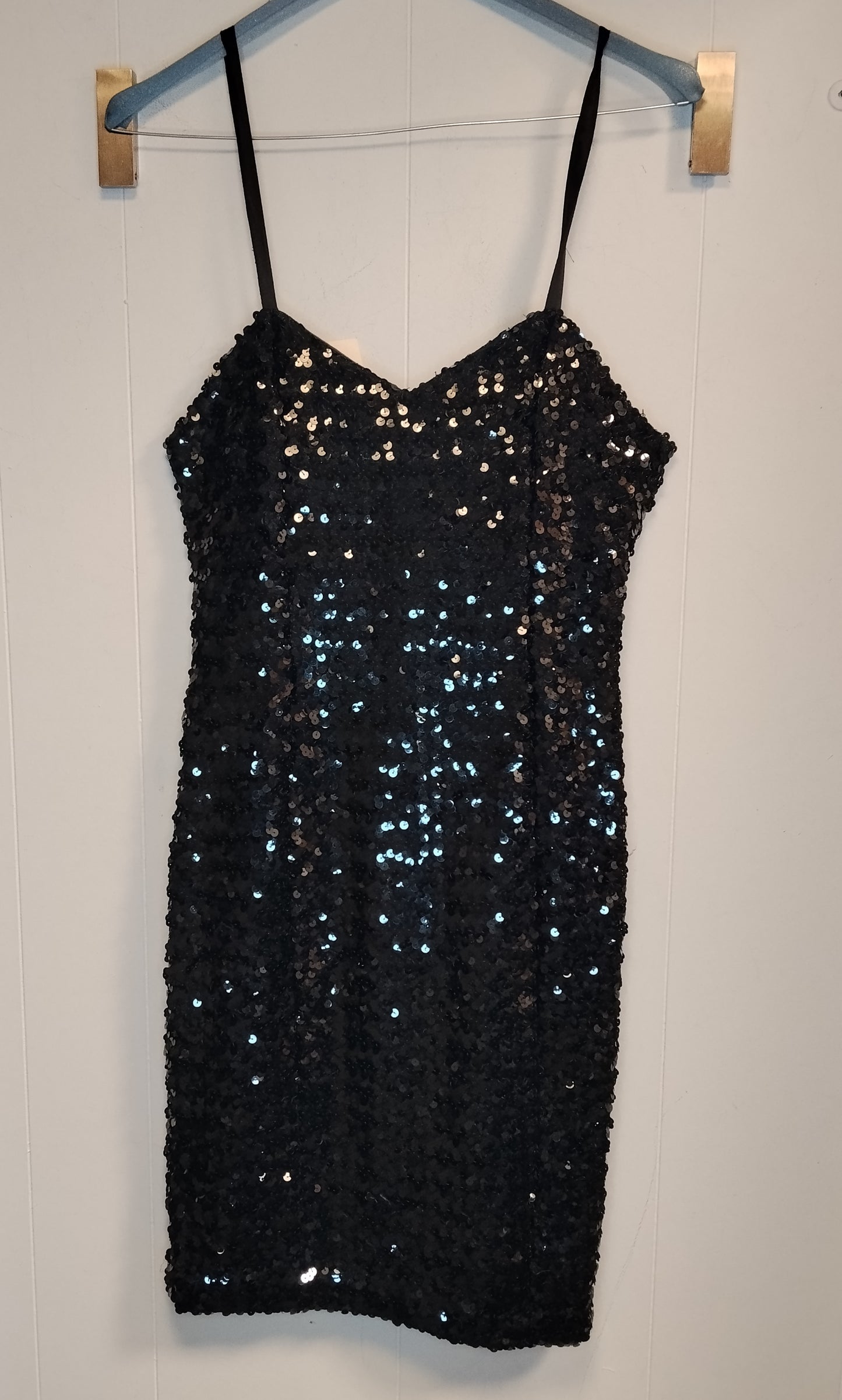 Vestito Donna Nero con Paillettes Elegante Taglia 44