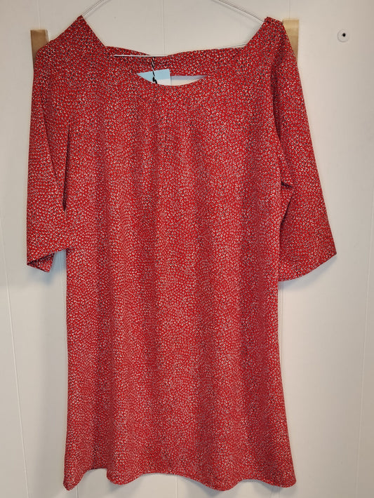 Vestito Donna Rosso Fantasia Geometrica Taglia L