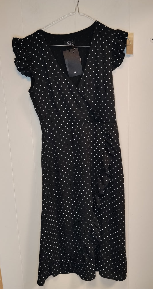 Vestito Donna Nero Pois XT Studio Taglia M Elegante Volant