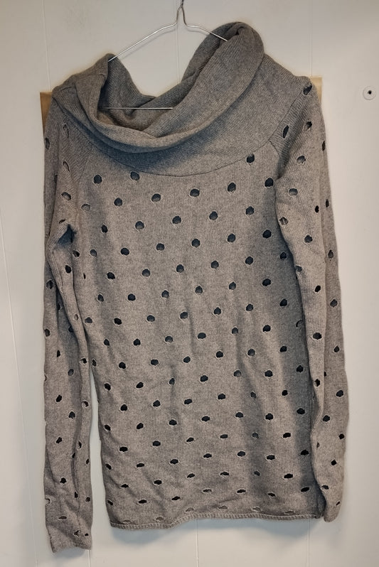 Maglia Donna Grigia Traforata Almeria Taglia L Collo Morbido