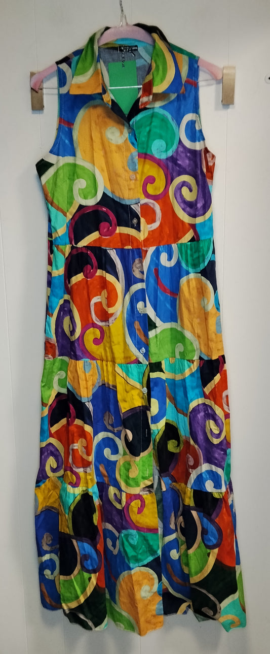 Vestito Donna Lungo Multicolor Fantasia Astratta Pittarello Taglia M