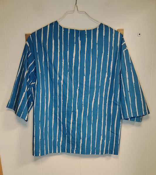 Blusa Donna Marimekko Blu a Righe Bianche Manica 3/4 Taglia S