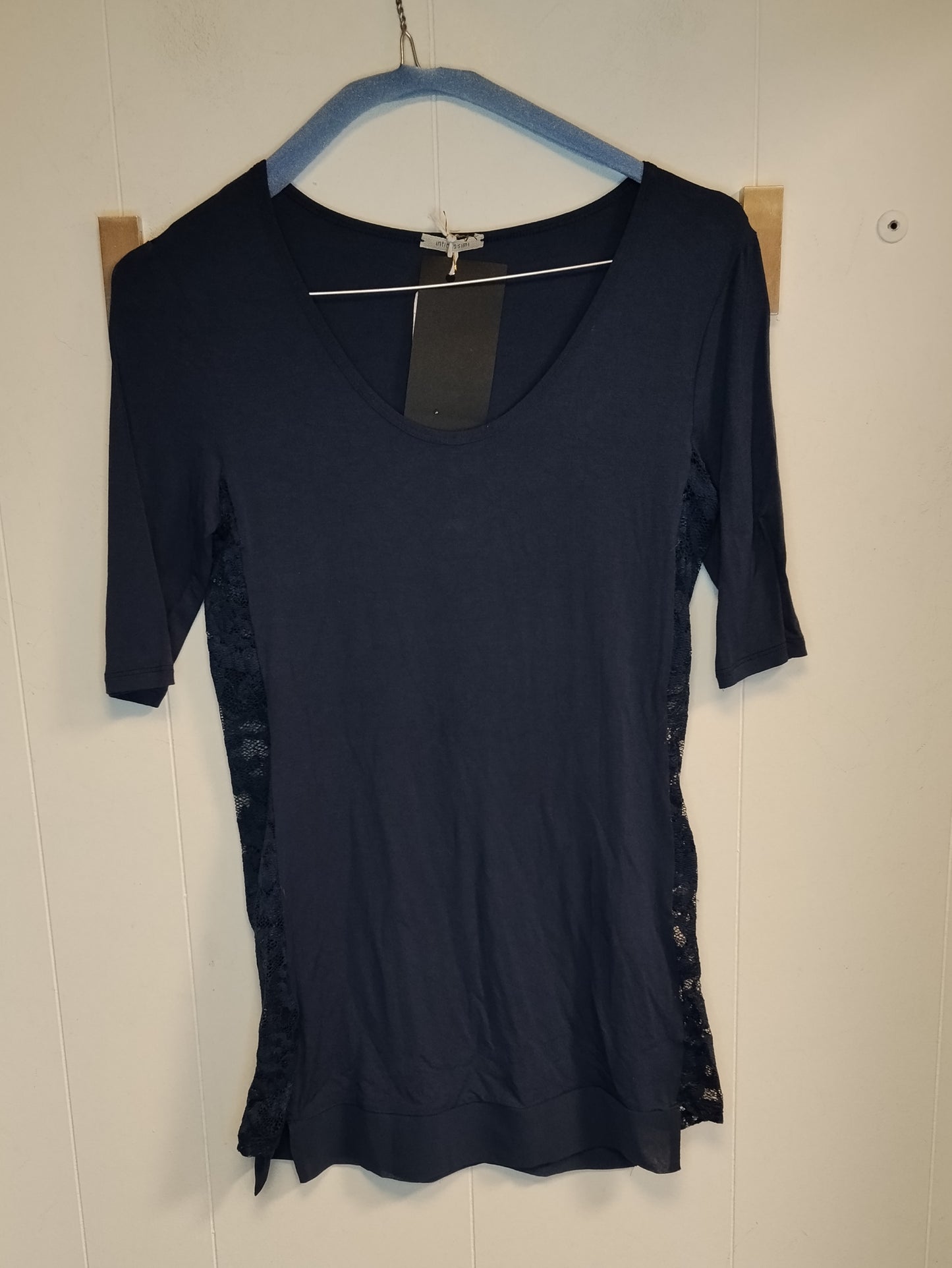 Maglia Donna Intimissimi Blu con Inserti in Pizzo Taglia S