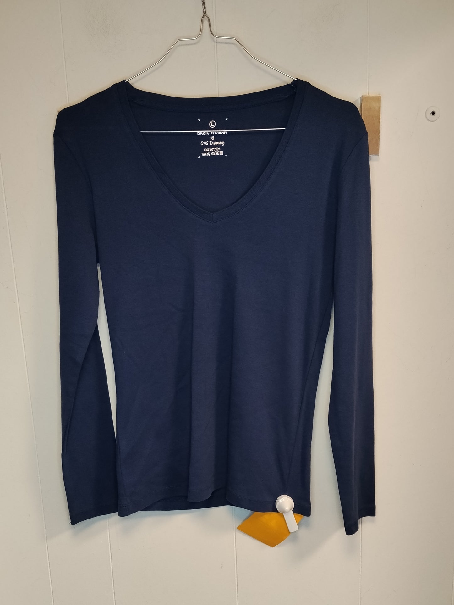 Maglia Donna OVS Blu Navy Basic Scollo V Taglia L