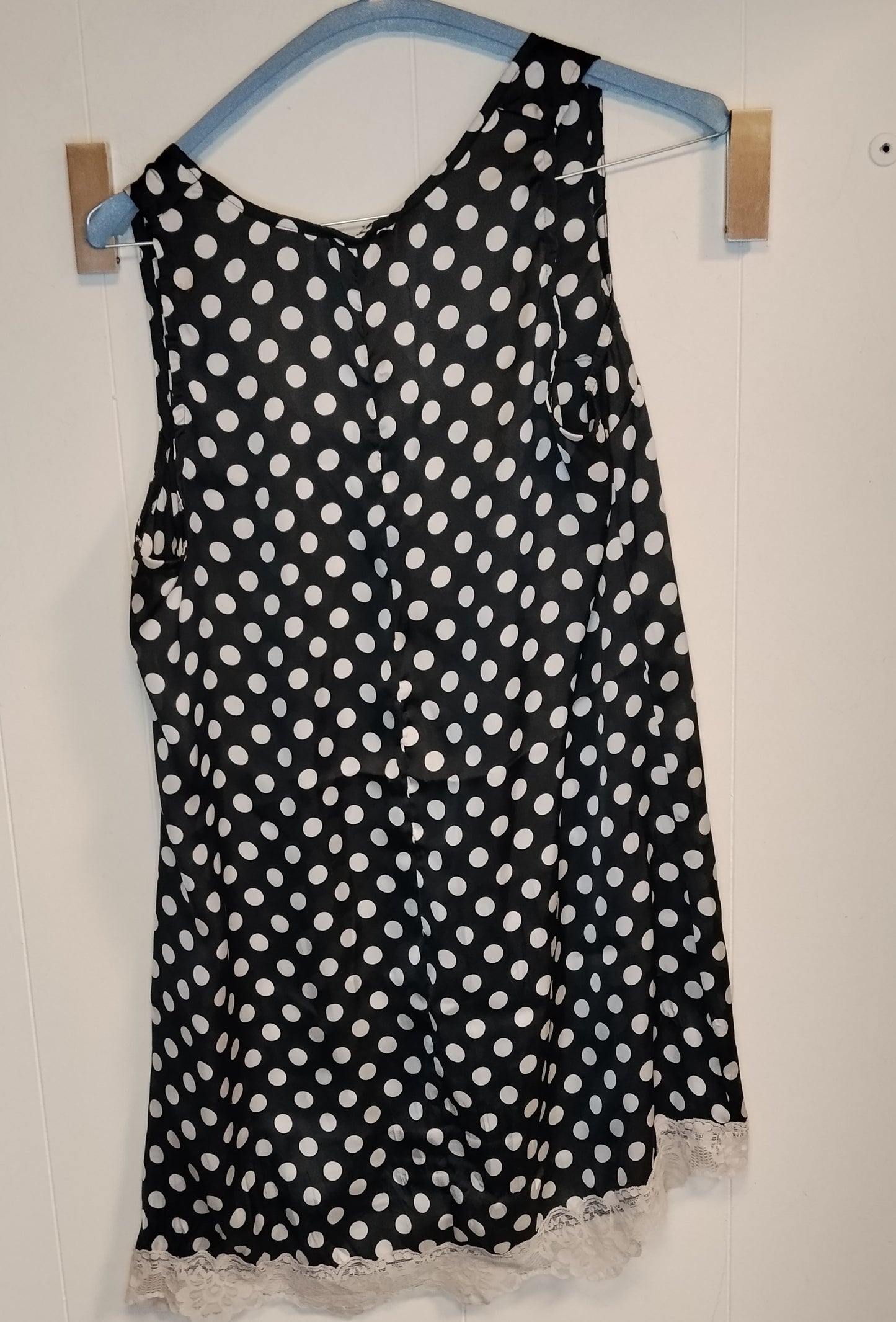Top Donna Denny Rose Nero a Pois con Pizzo Taglia S