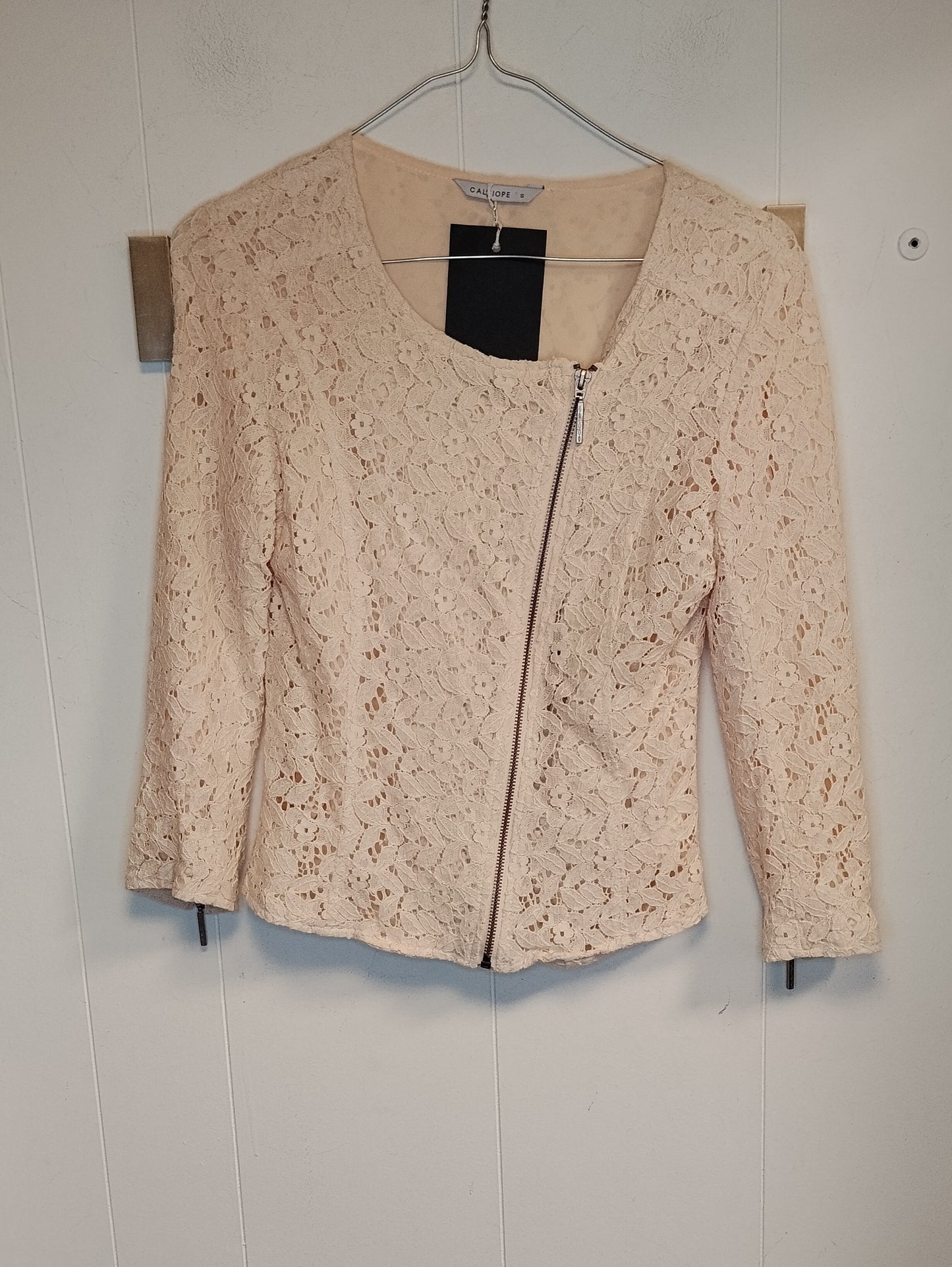 Giacca Donna Calliope in Pizzo Beige Cipria con Zip Taglia S