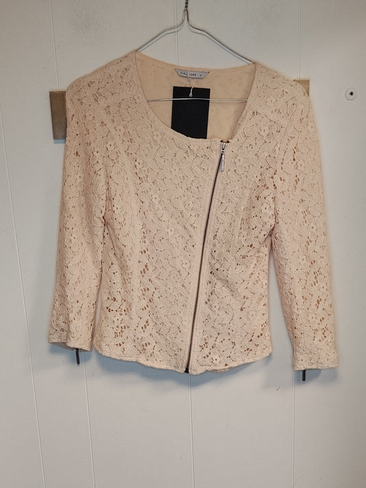 Giacca Donna Calliope in Pizzo Beige Cipria con Zip Taglia S