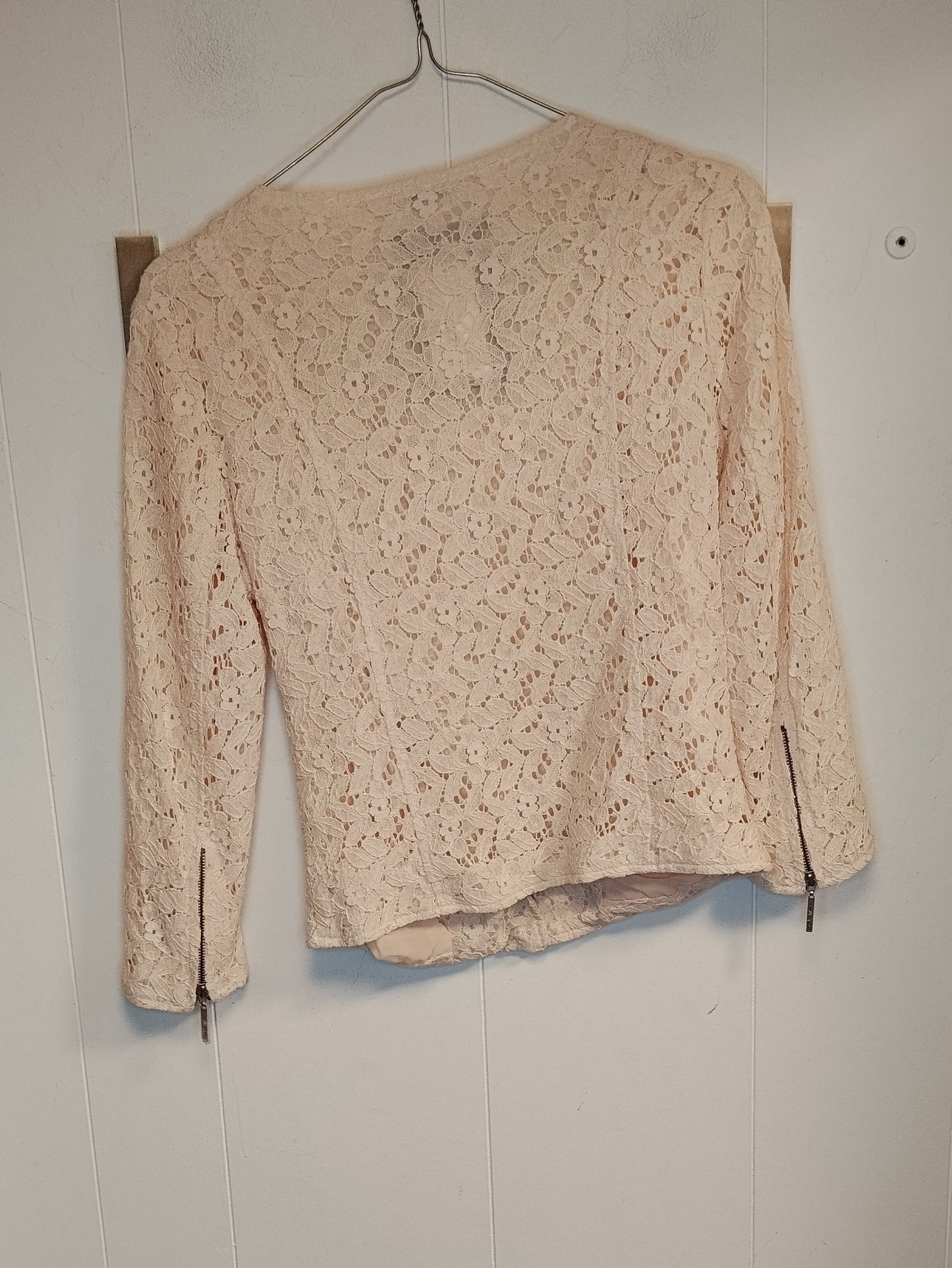 Giacca Donna Calliope in Pizzo Beige Cipria con Zip Taglia S