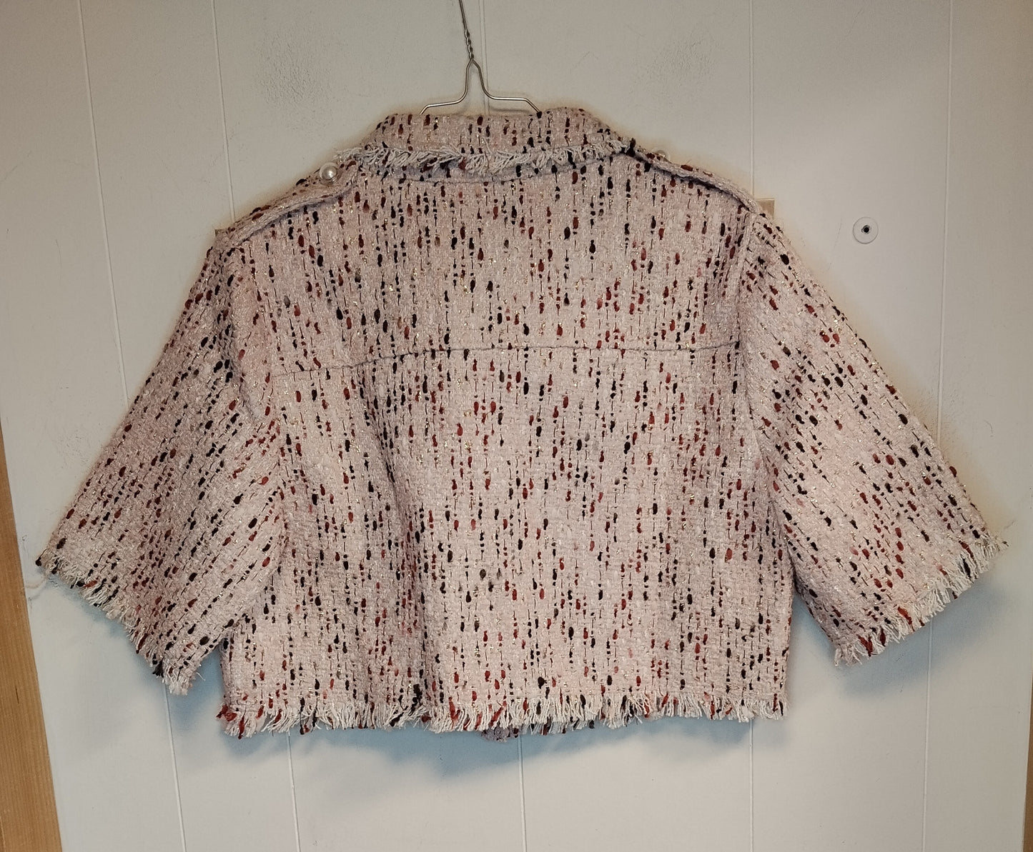 Giacca Cropped Donna Vero Moda Tweed Rosa Nuova con Cartellino Taglia L