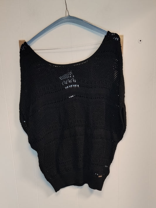 Maglia Donna Guess Nera Traforata Oversize Taglia M