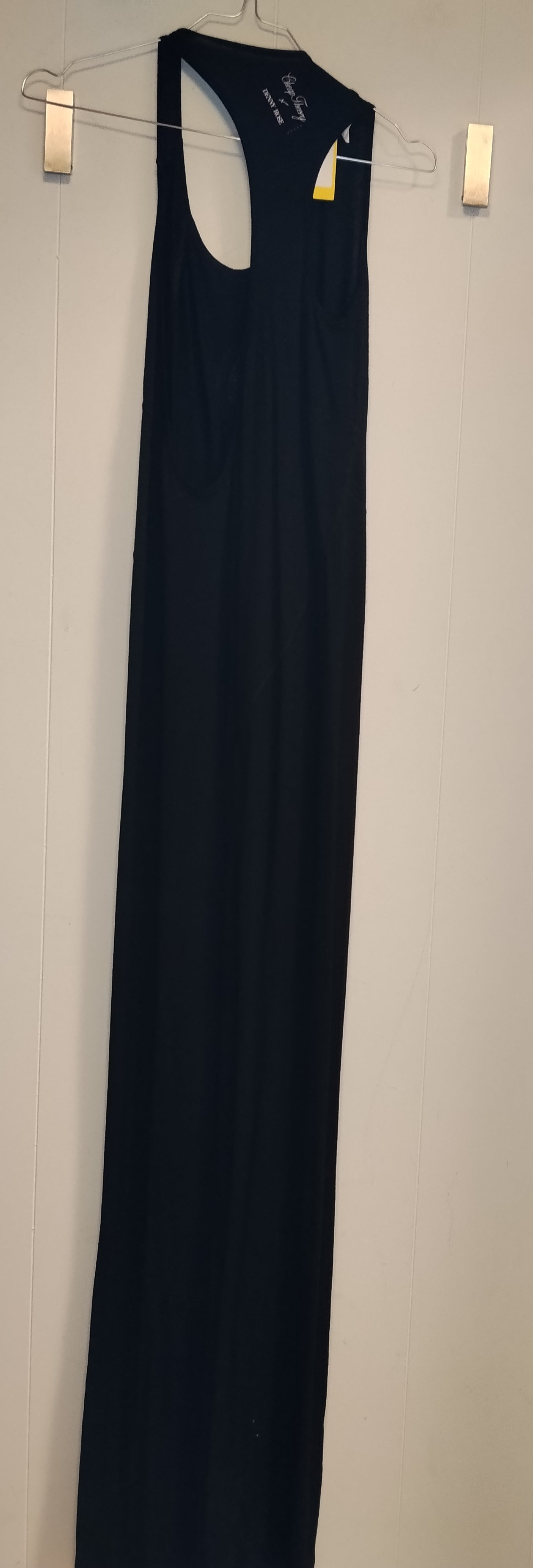 Vestito Lungo Denny Rose Nero con Teschio Strass Fucsia Taglia S