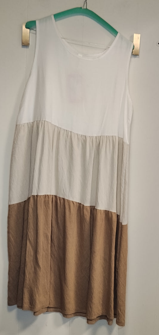 Vestito Donna Color Block Beige e Marrone Taglia M