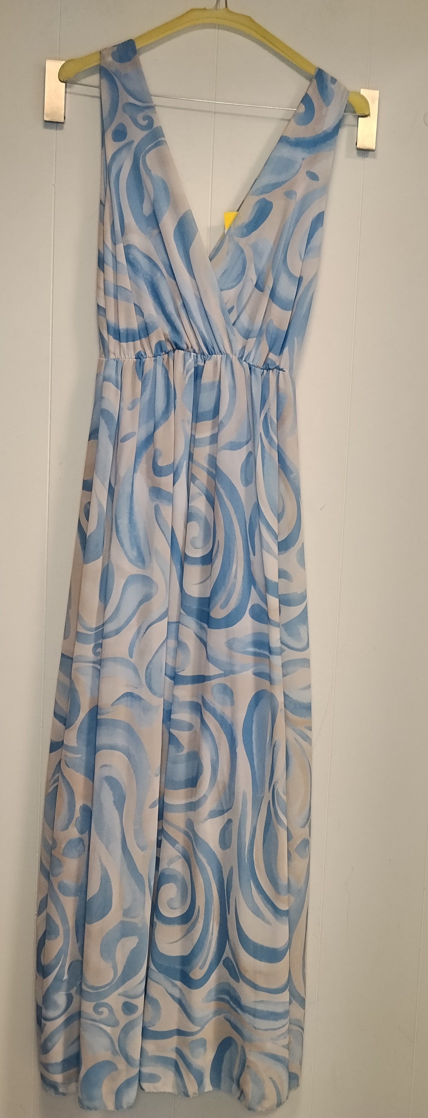 Vestito Lungo Donna Fantasia Azzurra e Bianca Taglia M