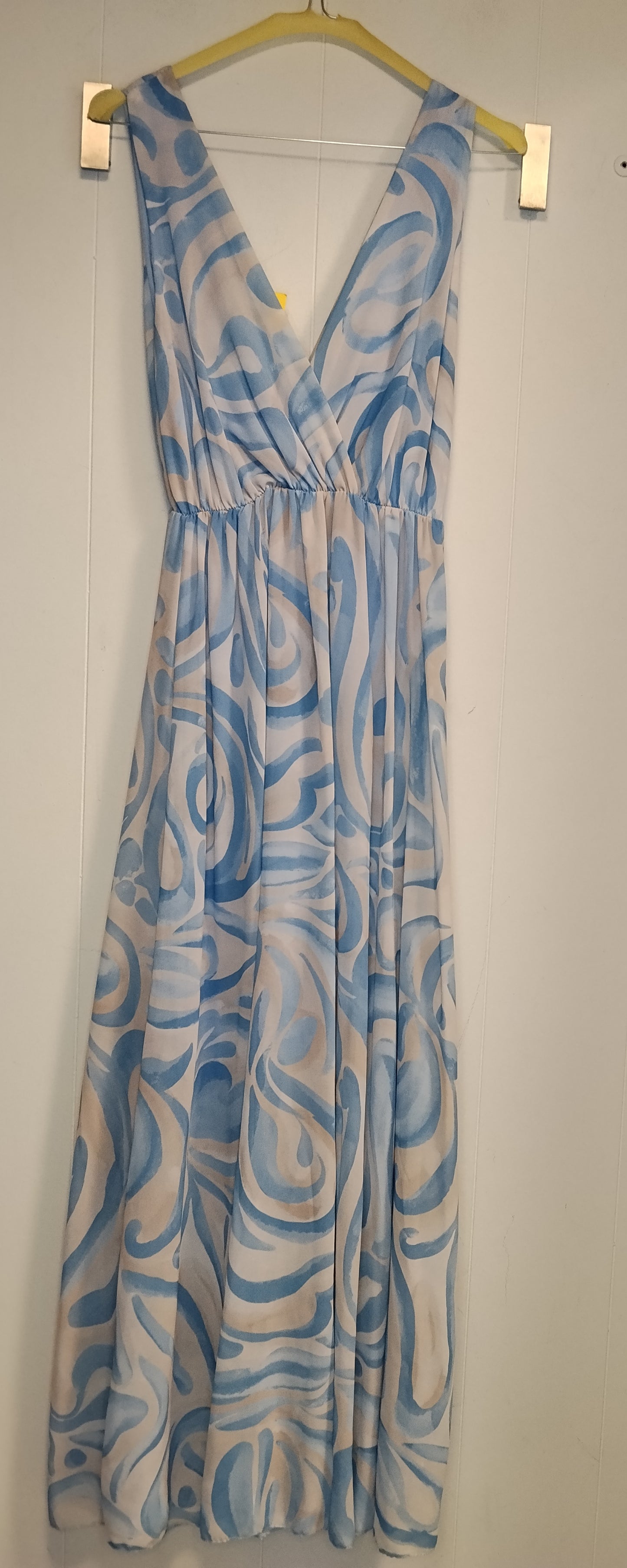 Vestito Lungo Donna Fantasia Azzurra e Bianca Taglia M