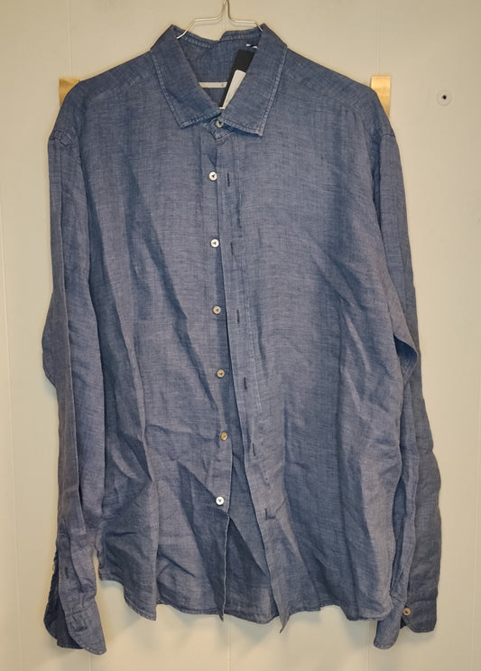 Camicia Uomo Xacus Lino Azzurra Taglia XL Collo 44