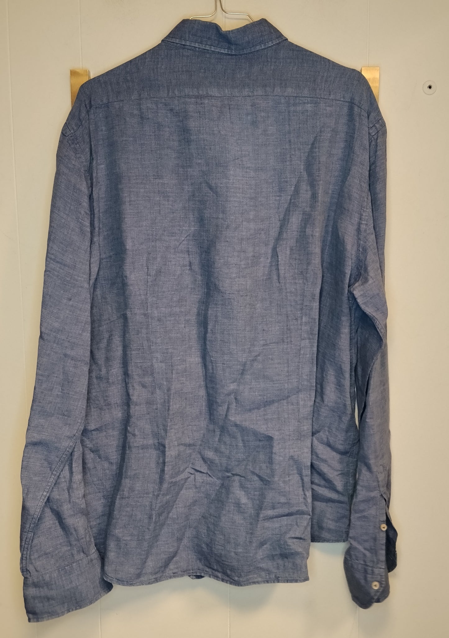 Camicia Uomo Xacus Lino Azzurra Taglia XL Collo 44