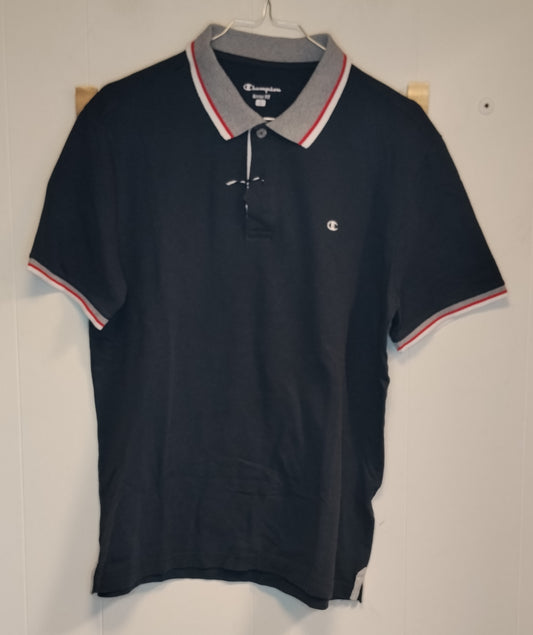 Polo Uomo Champion Blu Navy Taglia L Colletto Tricolore