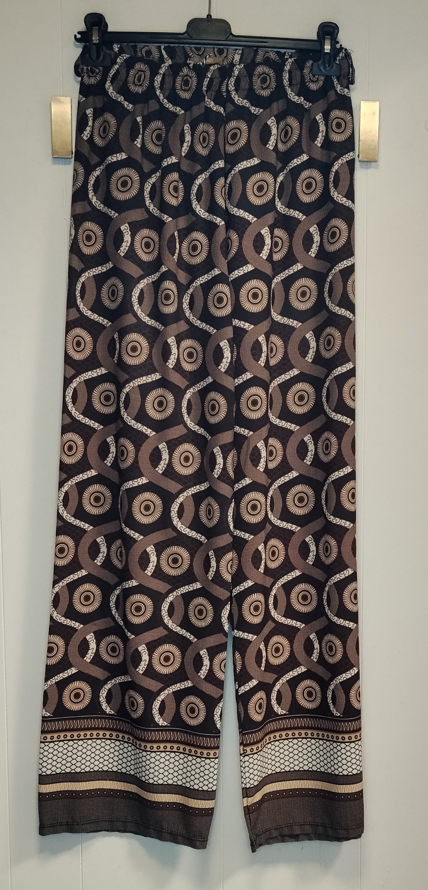 Pantaloni Donna Fantasia Geometrica Charget Taglia XL Vita Elasticizzata