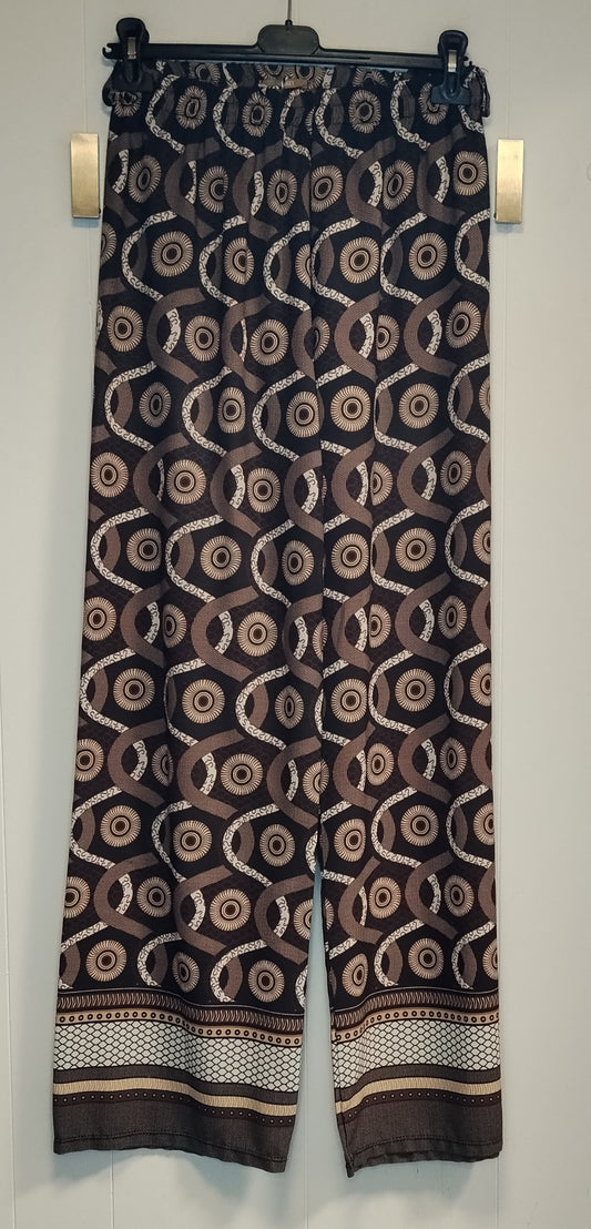 Pantaloni Donna Fantasia Geometrica Charget Taglia XL Vita Elasticizzata