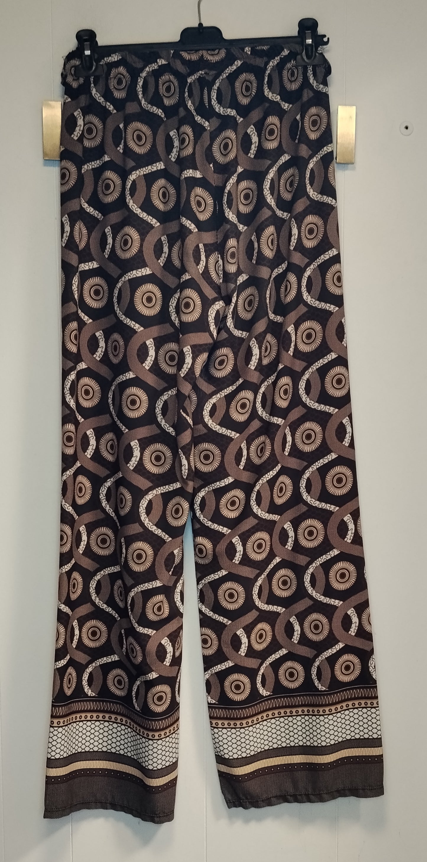 Pantaloni Donna Fantasia Geometrica Charget Taglia XL Vita Elasticizzata