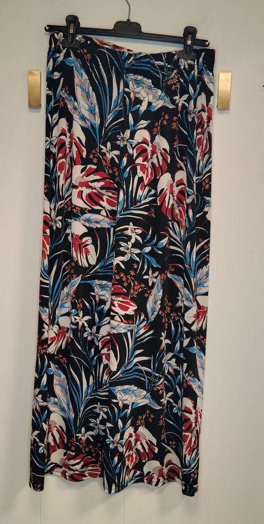 Pantaloni Donna Palazzo Fantasia Floreale Tropicale Taglia XL Multicolor