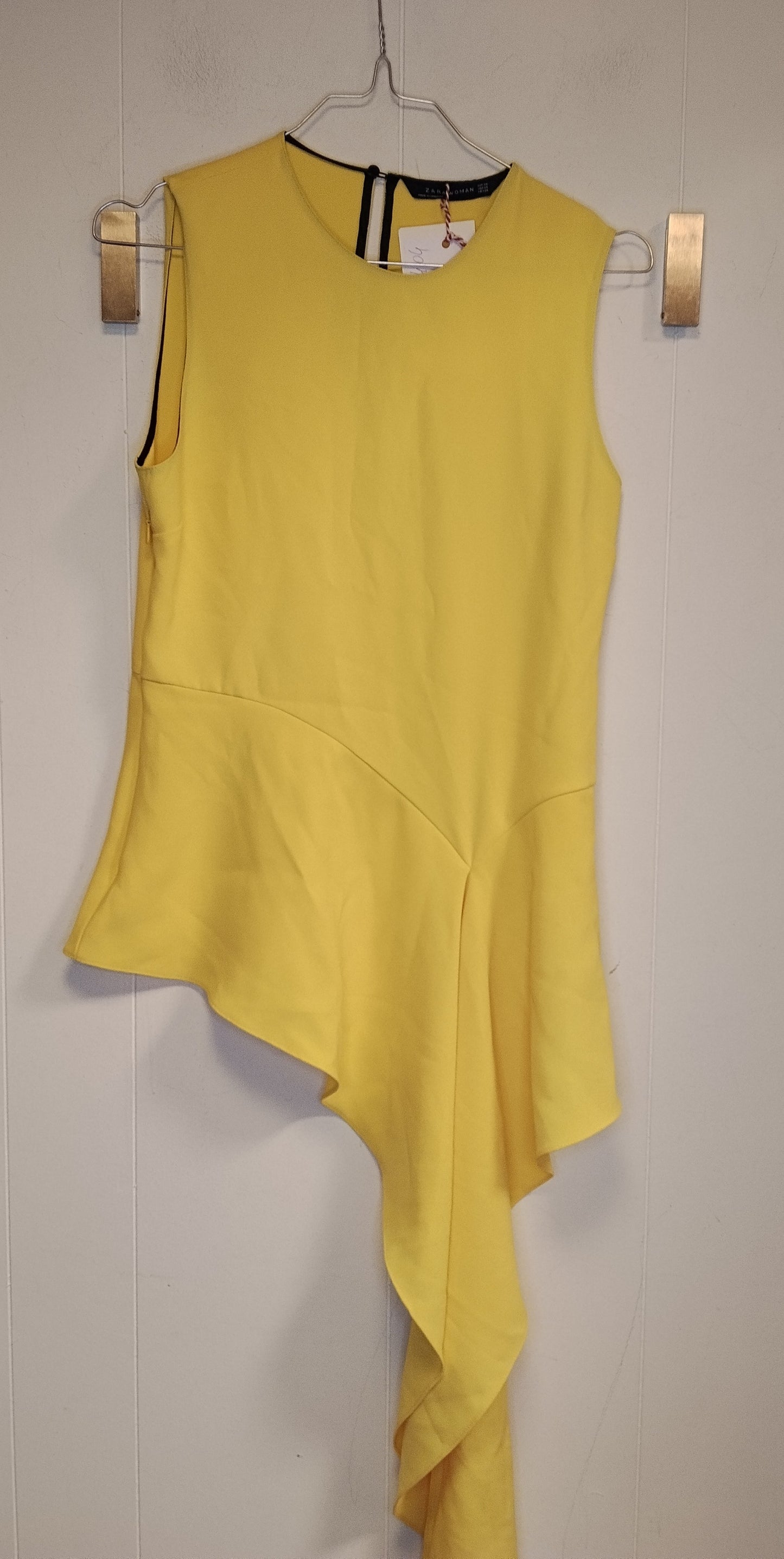 Top Donna Zara Giallo Asimmetrico Elegante con Balze Taglia XS