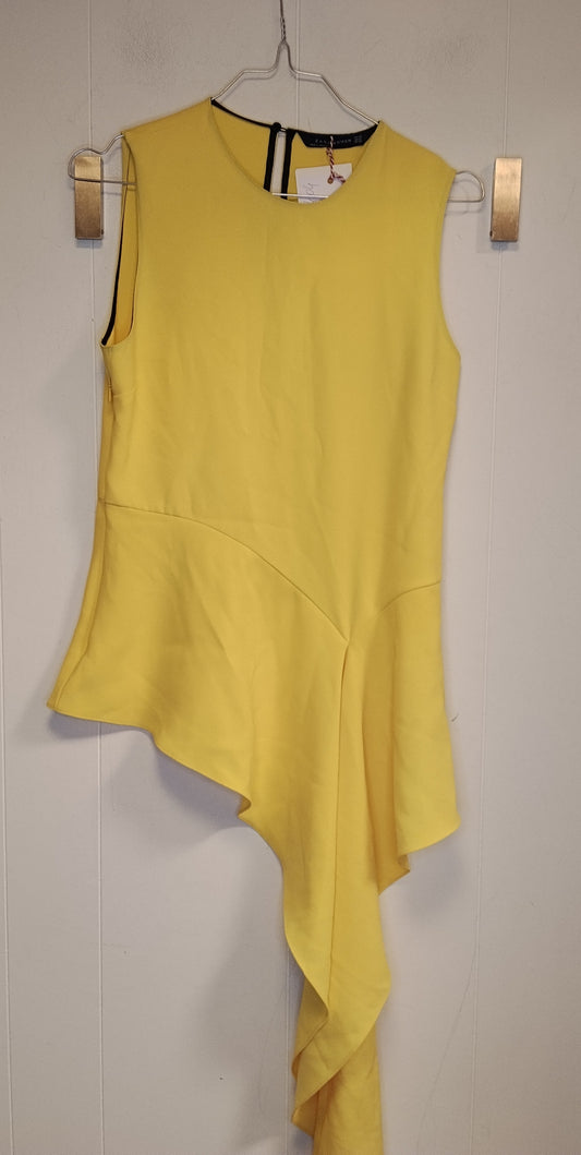 Top Donna Zara Giallo Asimmetrico Elegante con Balze Taglia XS