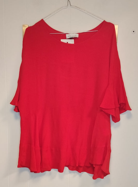 Blusa Donna Closet Fucsia con Balze Manica Corta Taglia L