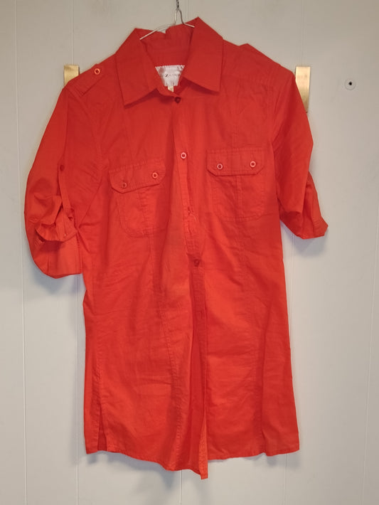 Camicia Donna Piazza Italia Corallo Taglia S Manica Arrotolabile Casual Estiva