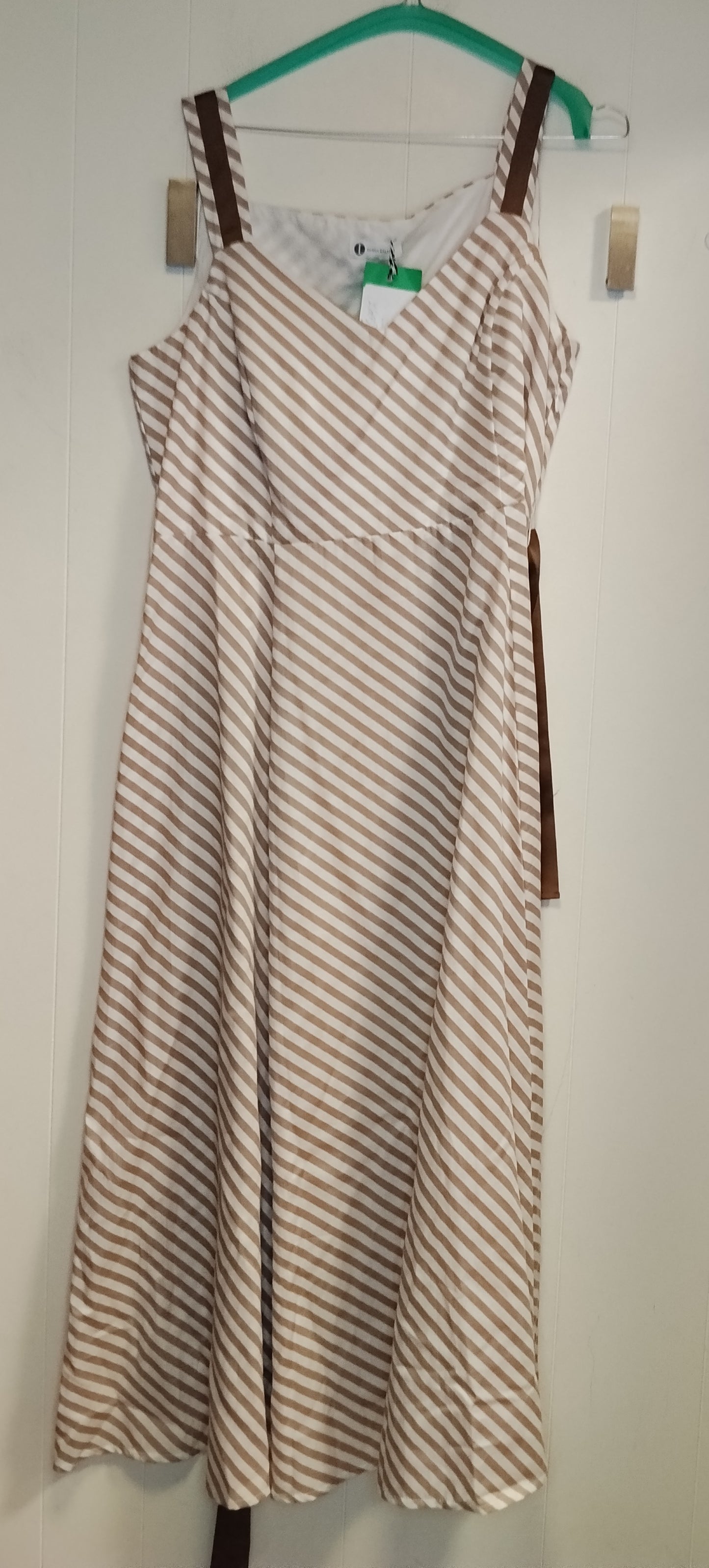 Abito Lungo Diana Gallesi Righe Beige e Bianco Taglia L Vestito Elegante Estivo