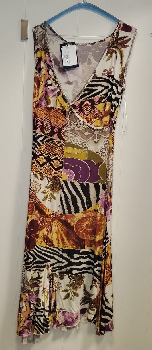 Vestito Donna Fantasia Animalier e Floreale Taglia M Abito Elegante Incrociato