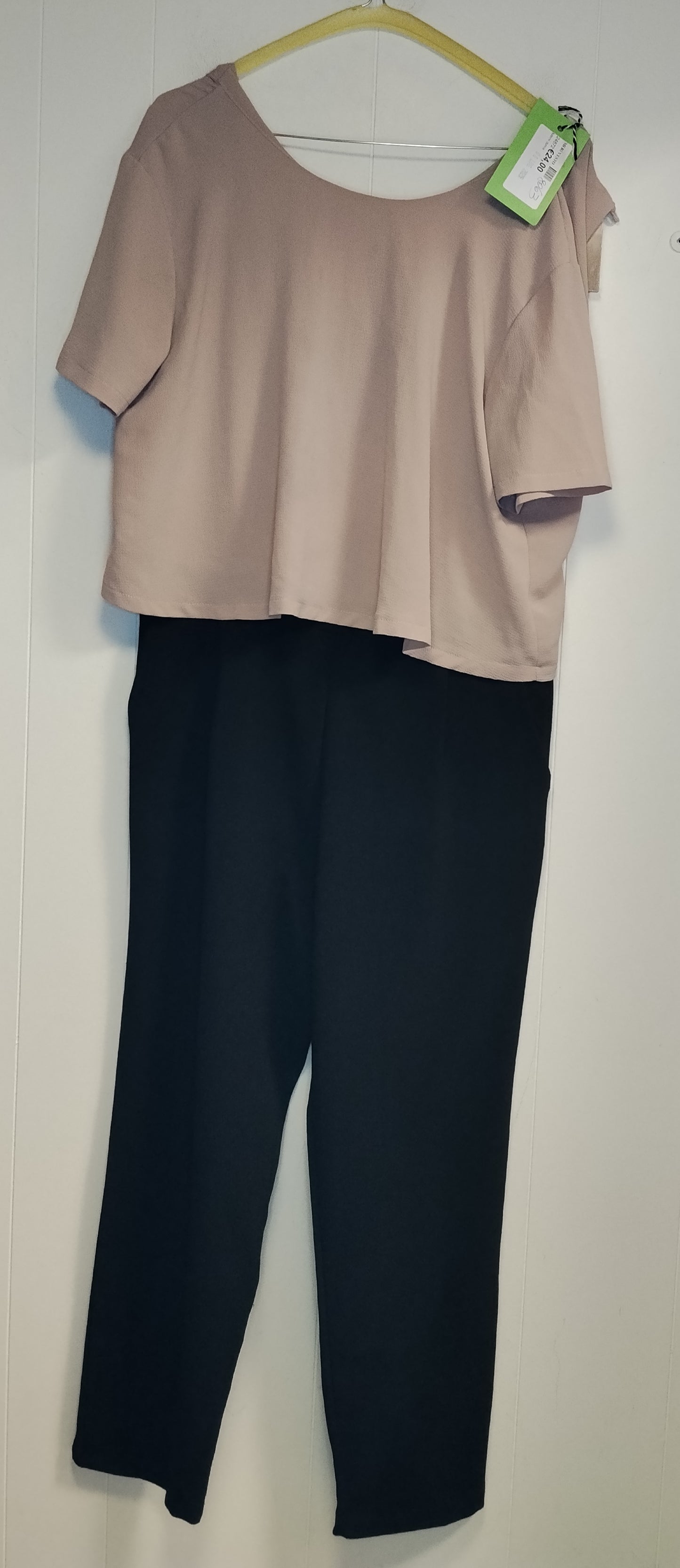 Tuta Donna No-Nà Elegante Rosa Cipria e Nero Taglia L Completo Cerimonia