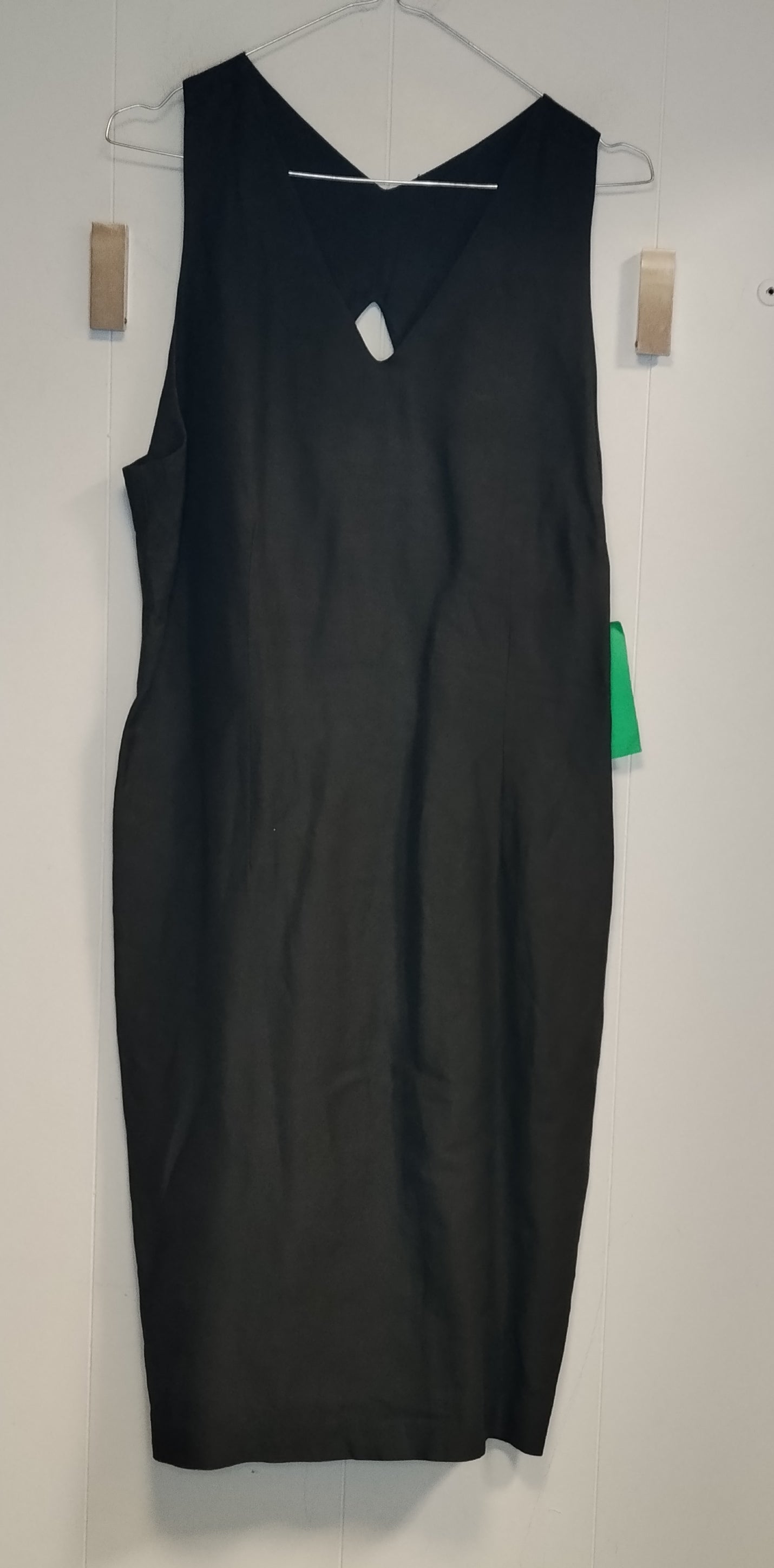Abito Donna in Lino Nero Taglia M Vestito Tubino Midi Elegante Senza Maniche