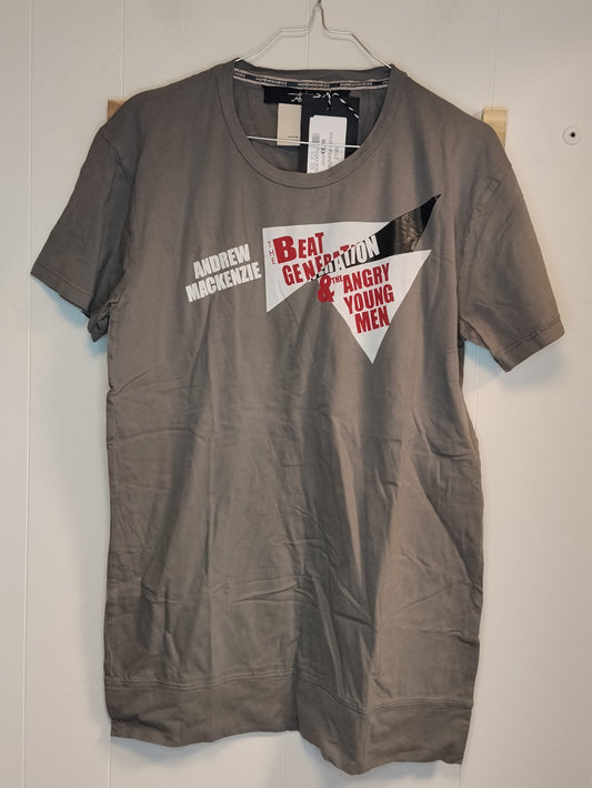 T-Shirt Andrew Mackenzie Uomo Grigio Stampa Grafica Taglia M