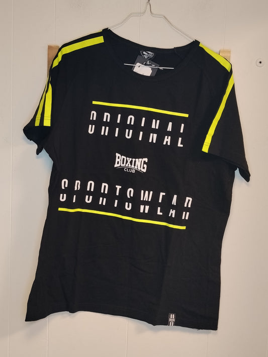 T-Shirt Boxing Club Uomo Nera Stampa Fluo Giallo Taglia XL Sportiva Casual